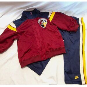 Nike Baby 18 Months LS Tee Jogger Suit 2 Pc Set Boy Infant Maroon Blue Jacket